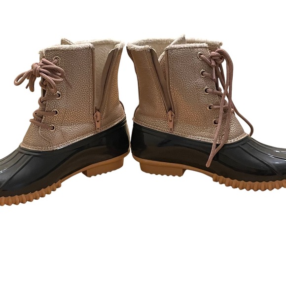 Sporto Duck Boots Waterproof Faux Fur Lined Side Zip‎ Ankle Water Rain Boots 6M - Picture 3 of 8